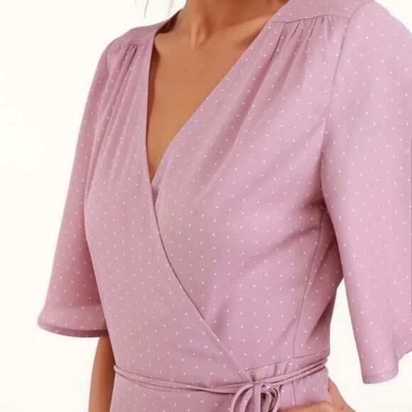 NWT Lulu’s Farah printed wrap dress flutter sleeve sz L - Picture 4 of 10